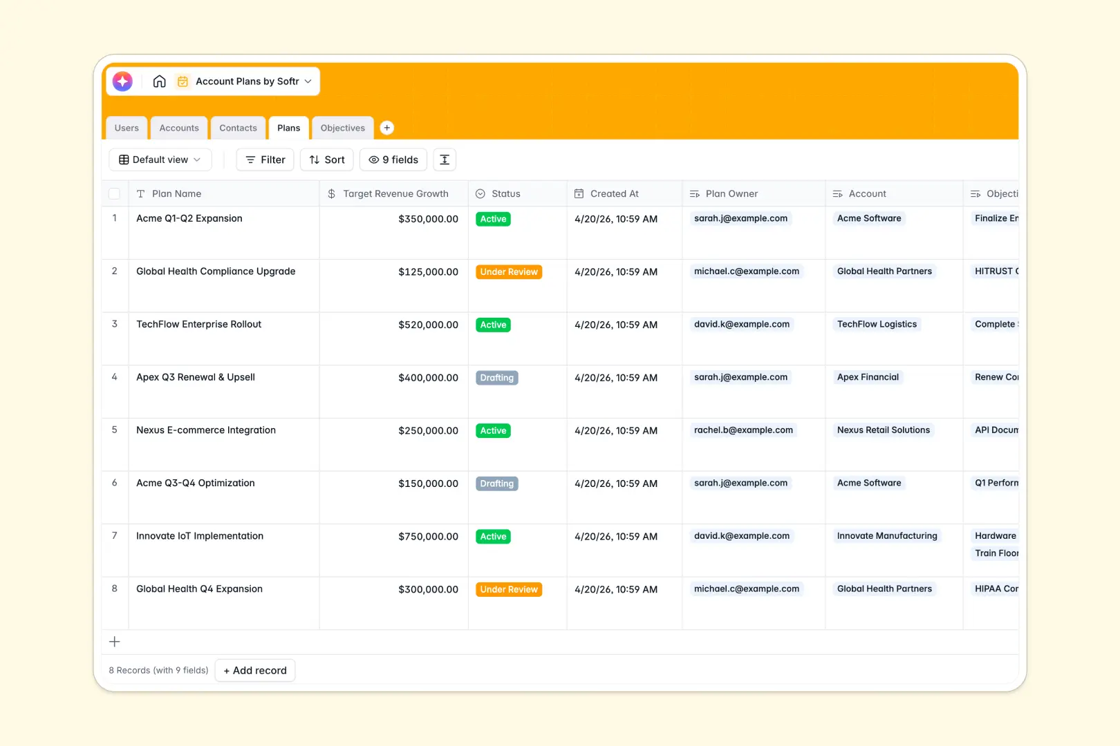Account Plans Database Template Thumbnail