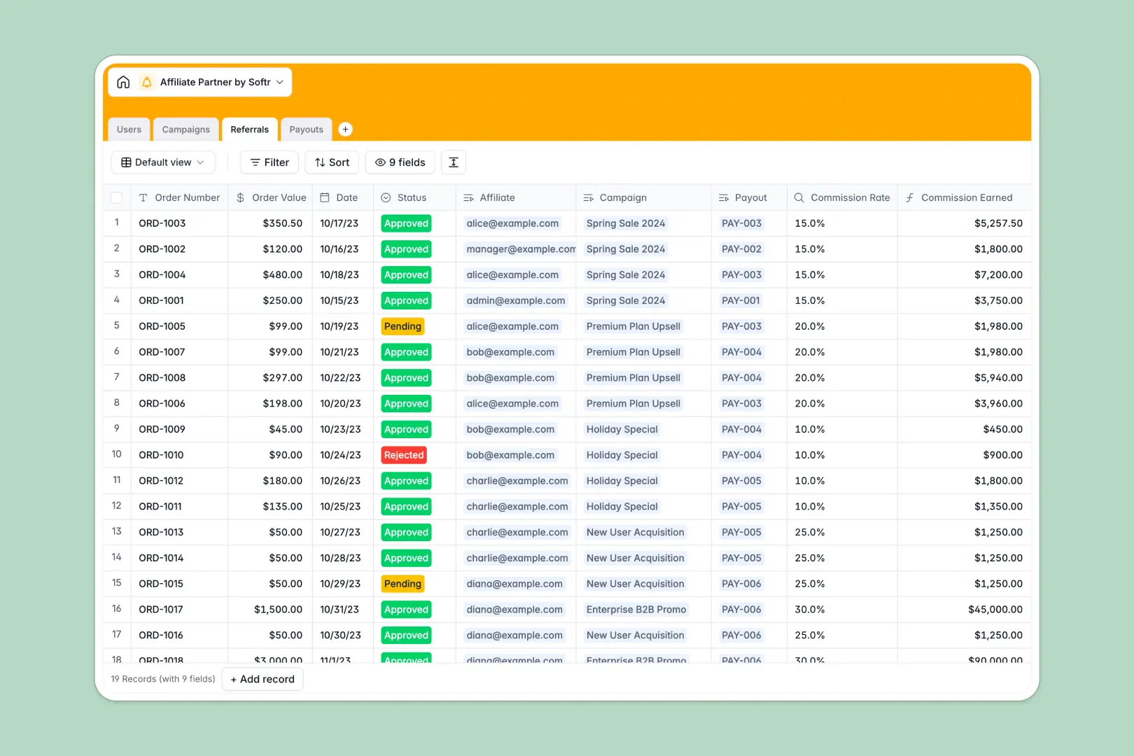 Affiliate Partner Spreadsheet Template Thumbnail