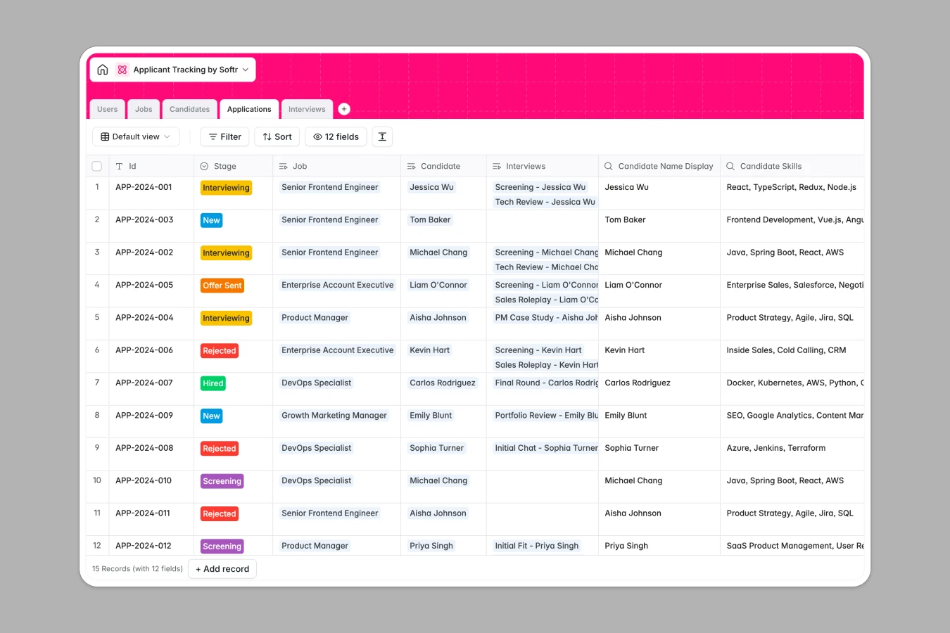 Applicant Tracking Database Template Thumbnail