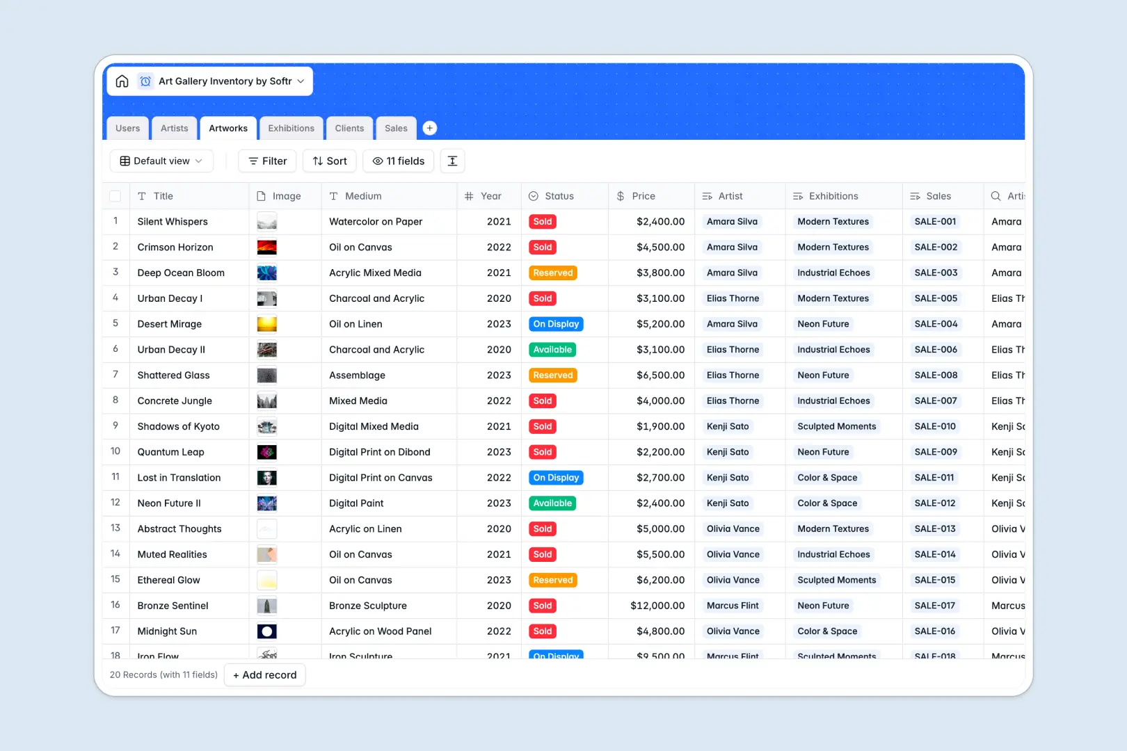 Art Gallery Inventory Database Template Thumbnail