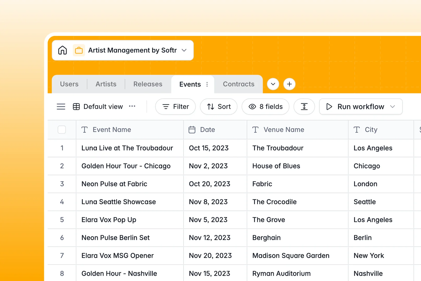 Artist Management template thumbnail