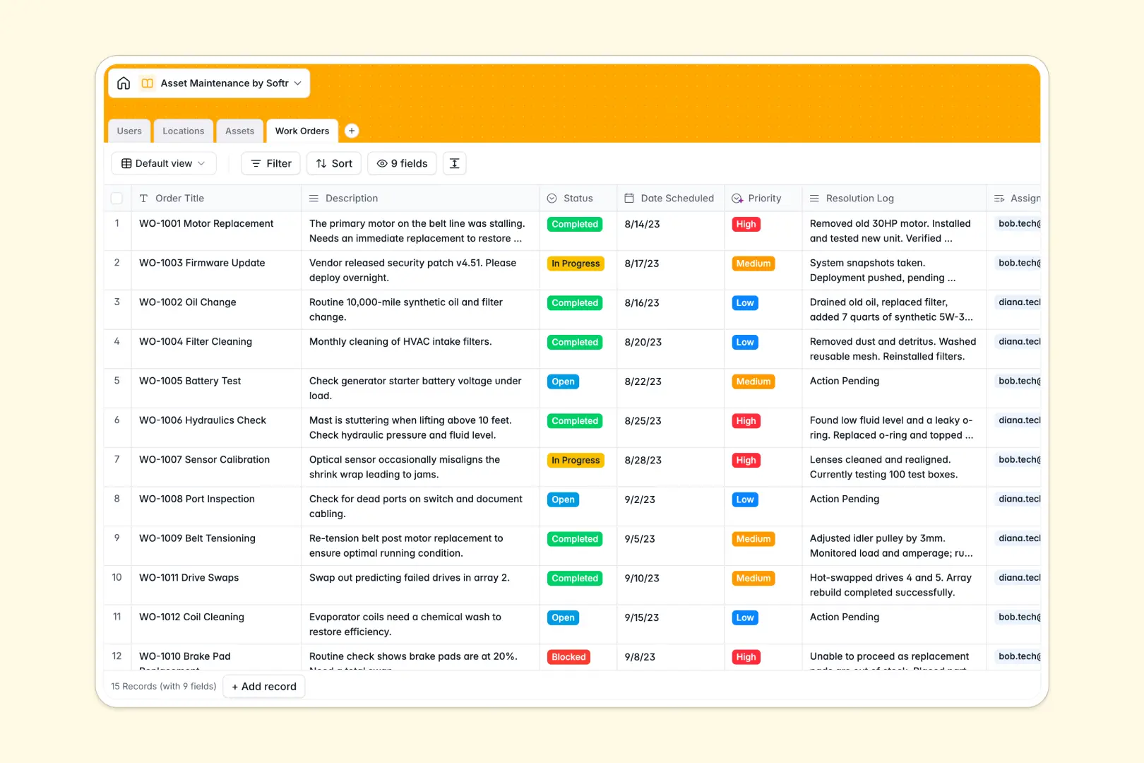 Asset Maintenance Database Template Thumbnail