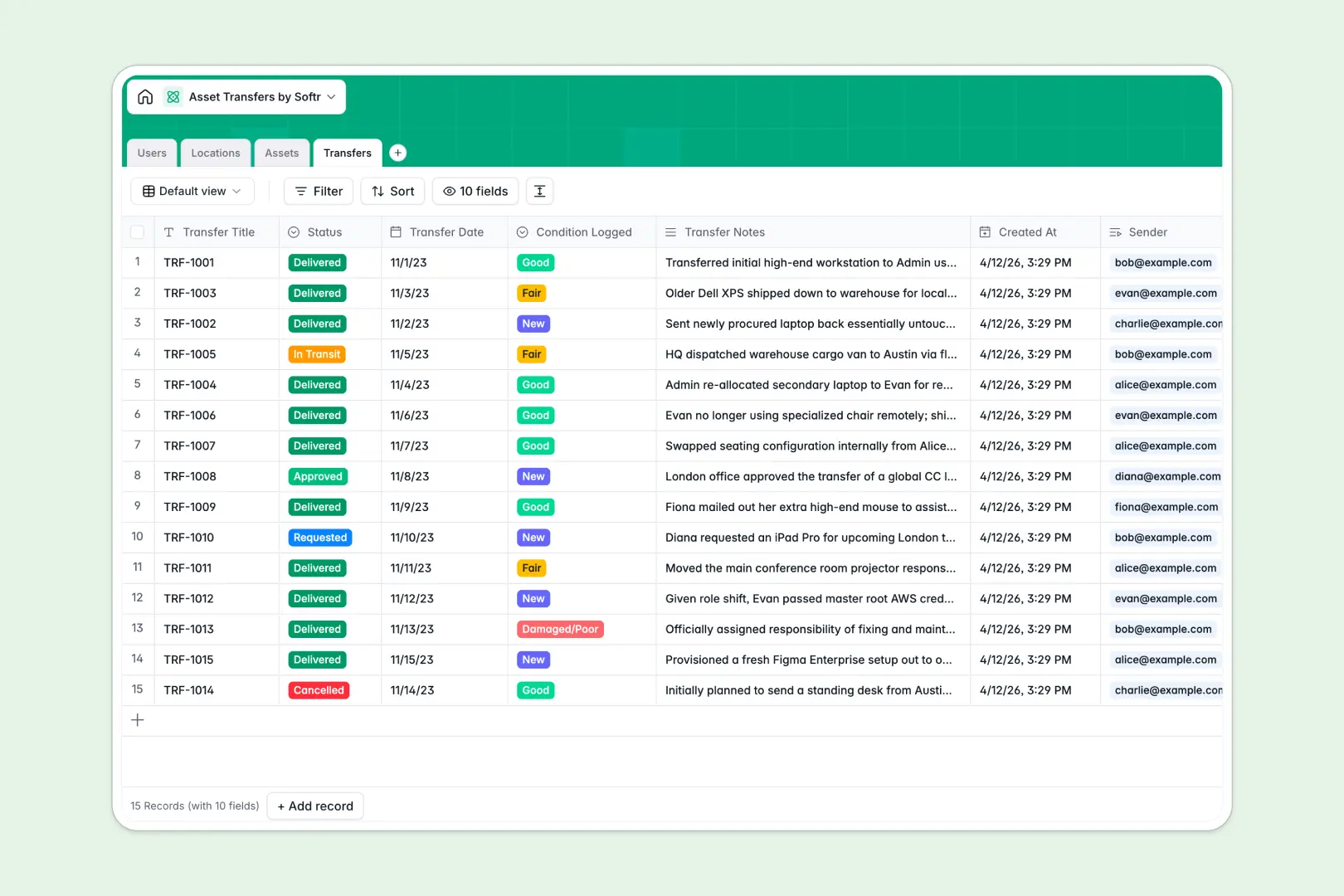 Asset Transfers Database Template Thumbnail