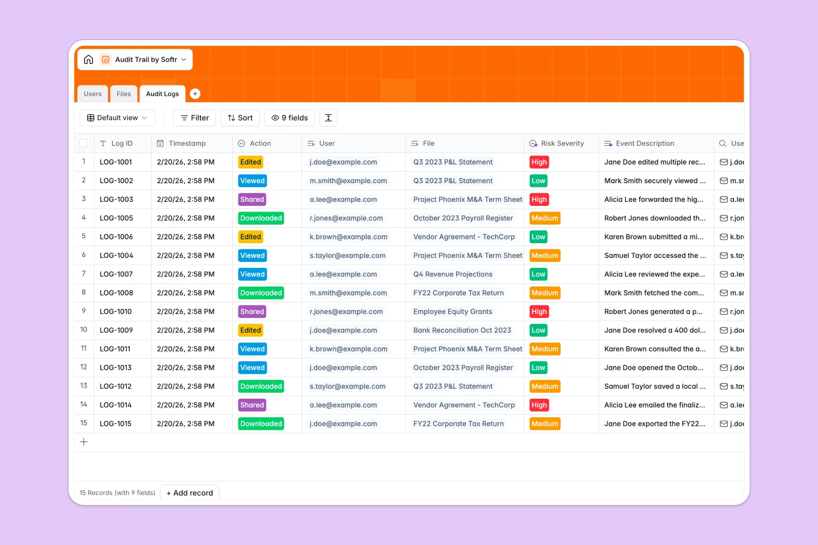 Audit Trail Database Template Thumbnail