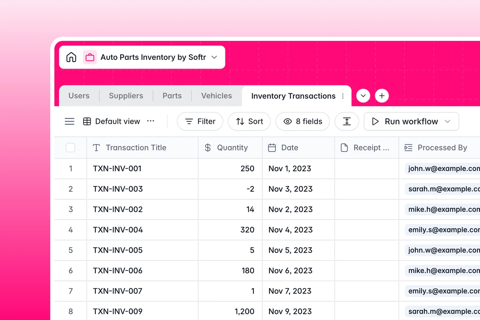 Auto Parts Inventory template thumbnail