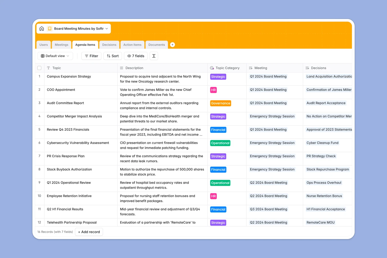 Board Meeting Minutes Database Template Thumbnail