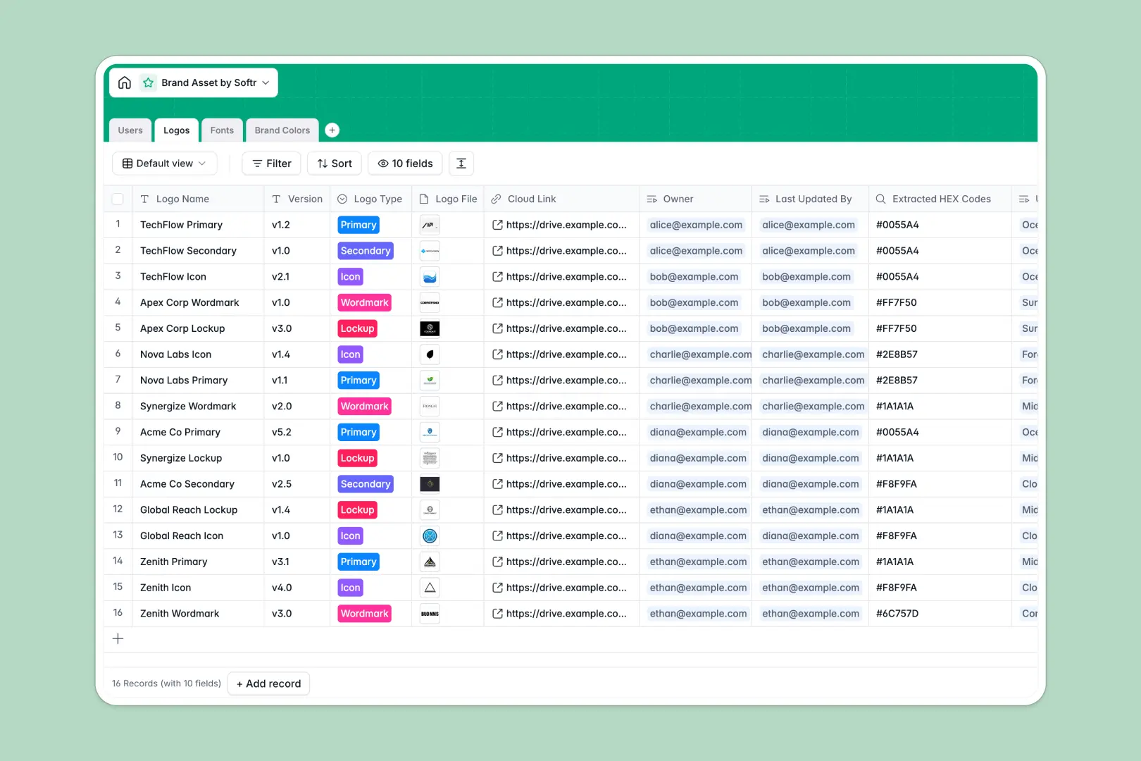 Brand Asset Spreadsheet Template Thumbnail