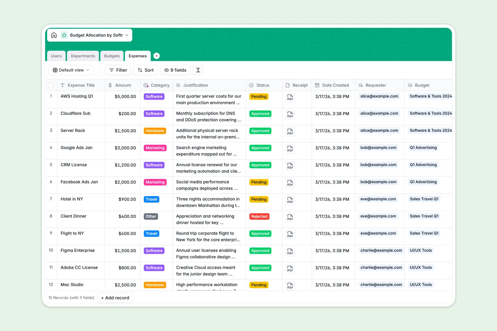 Budget Allocation Database Template Thumbnail