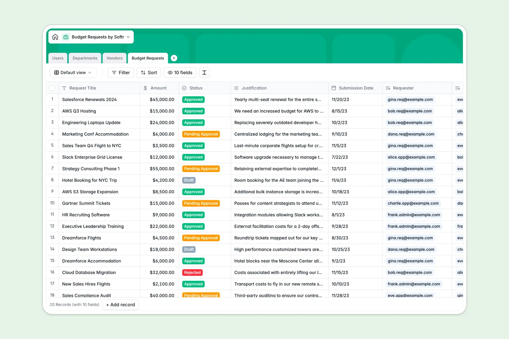 Budget Requests Database Template Thumbnail