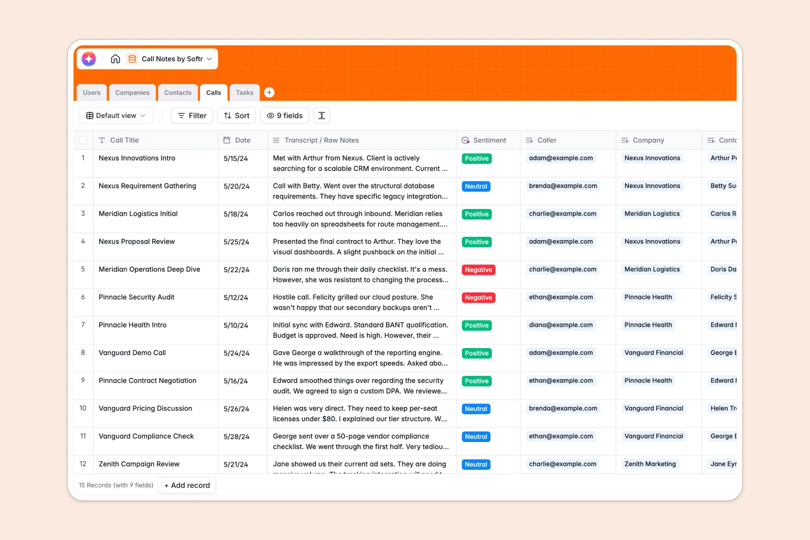 Call Notes Database Template Thumbnail