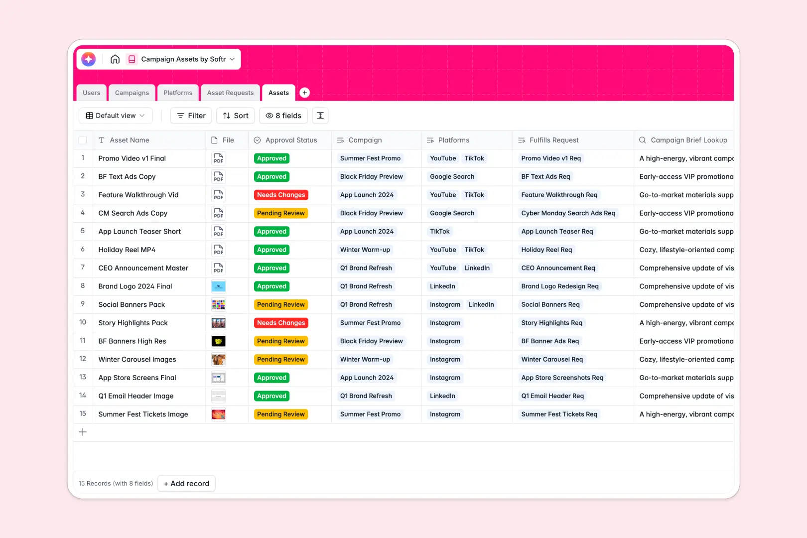 Campaign Assets Database Template Thumbnail