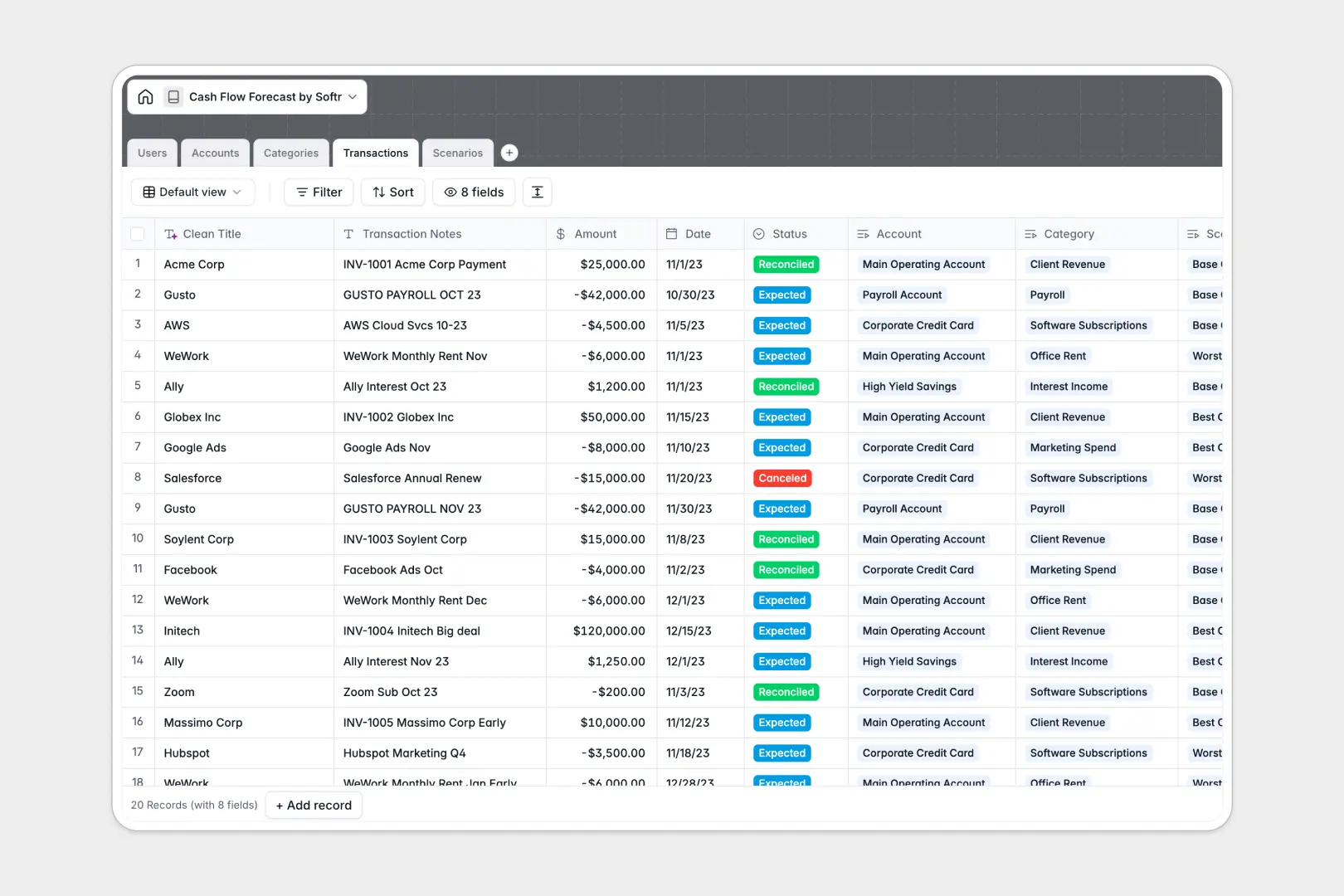 Cash Flow Forecast Database Template Thumbnail