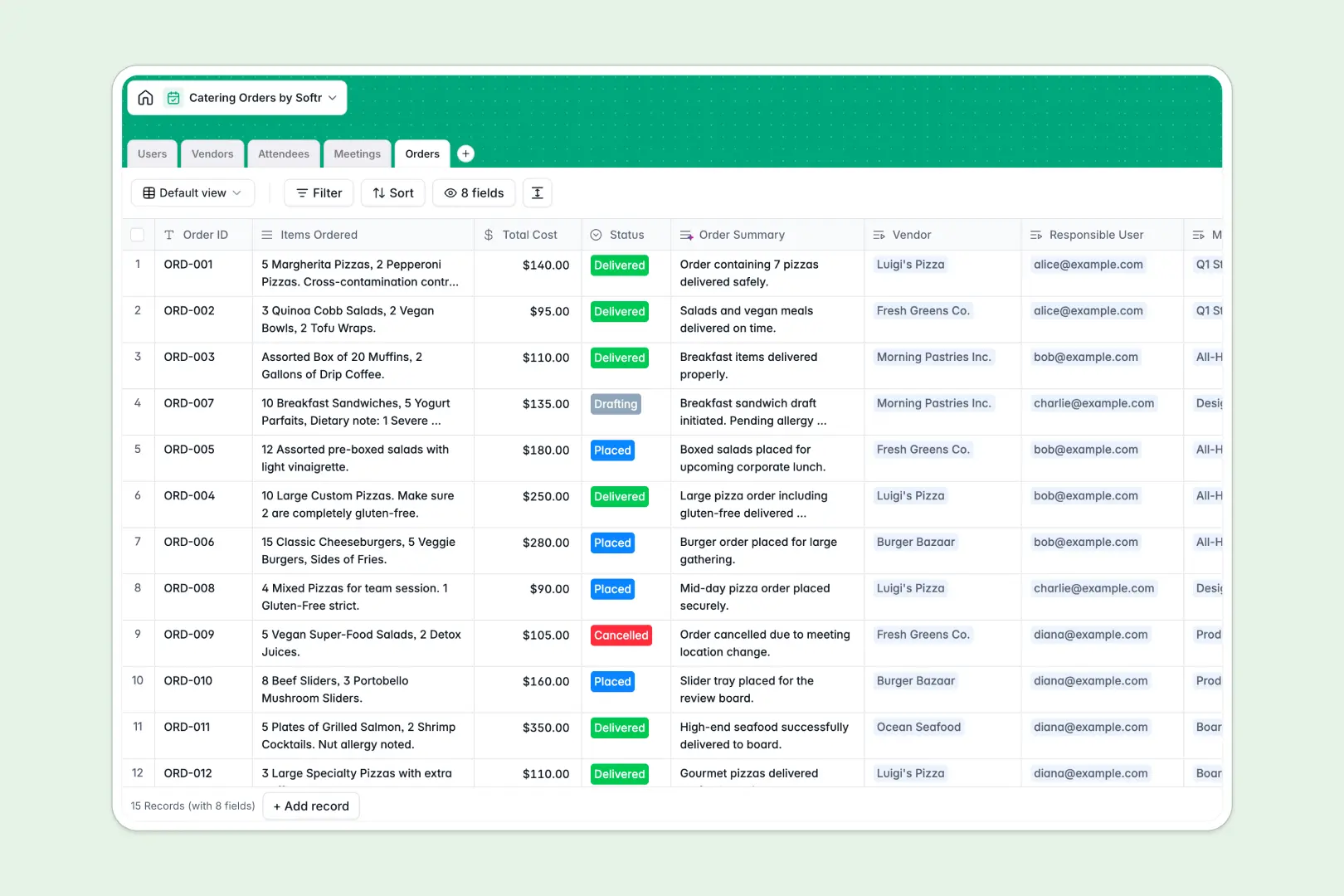 Catering Orders Spreadsheet Template Thumbnail
