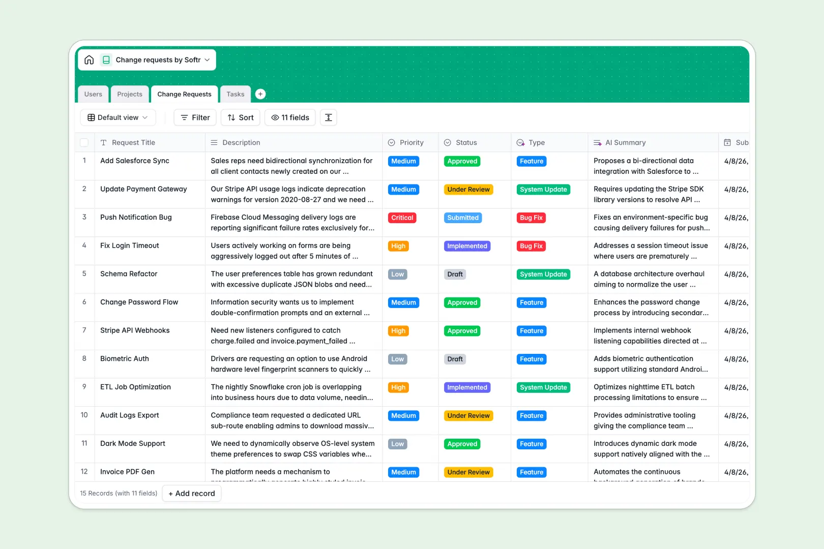 Change Requests Database Template Thumbnail