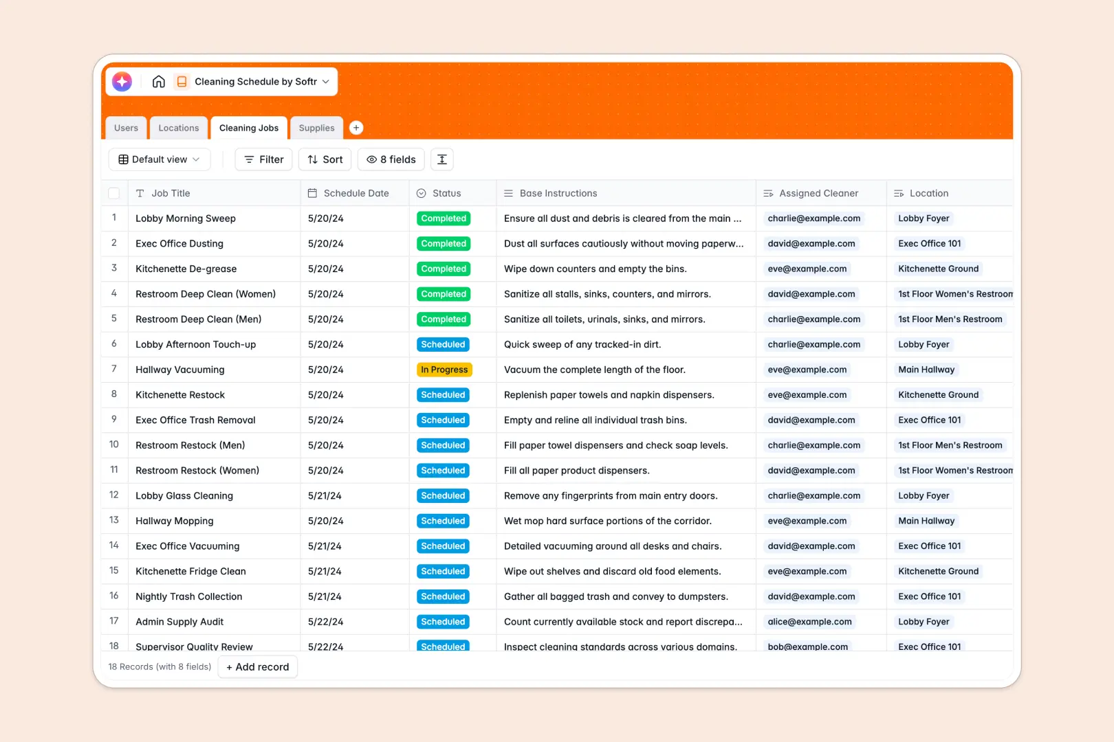 Cleaning Schedule Database Template Thumbnail