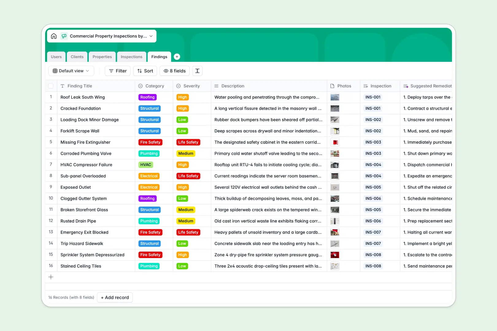 Commercial Property Inspections Database Template Thumbnail