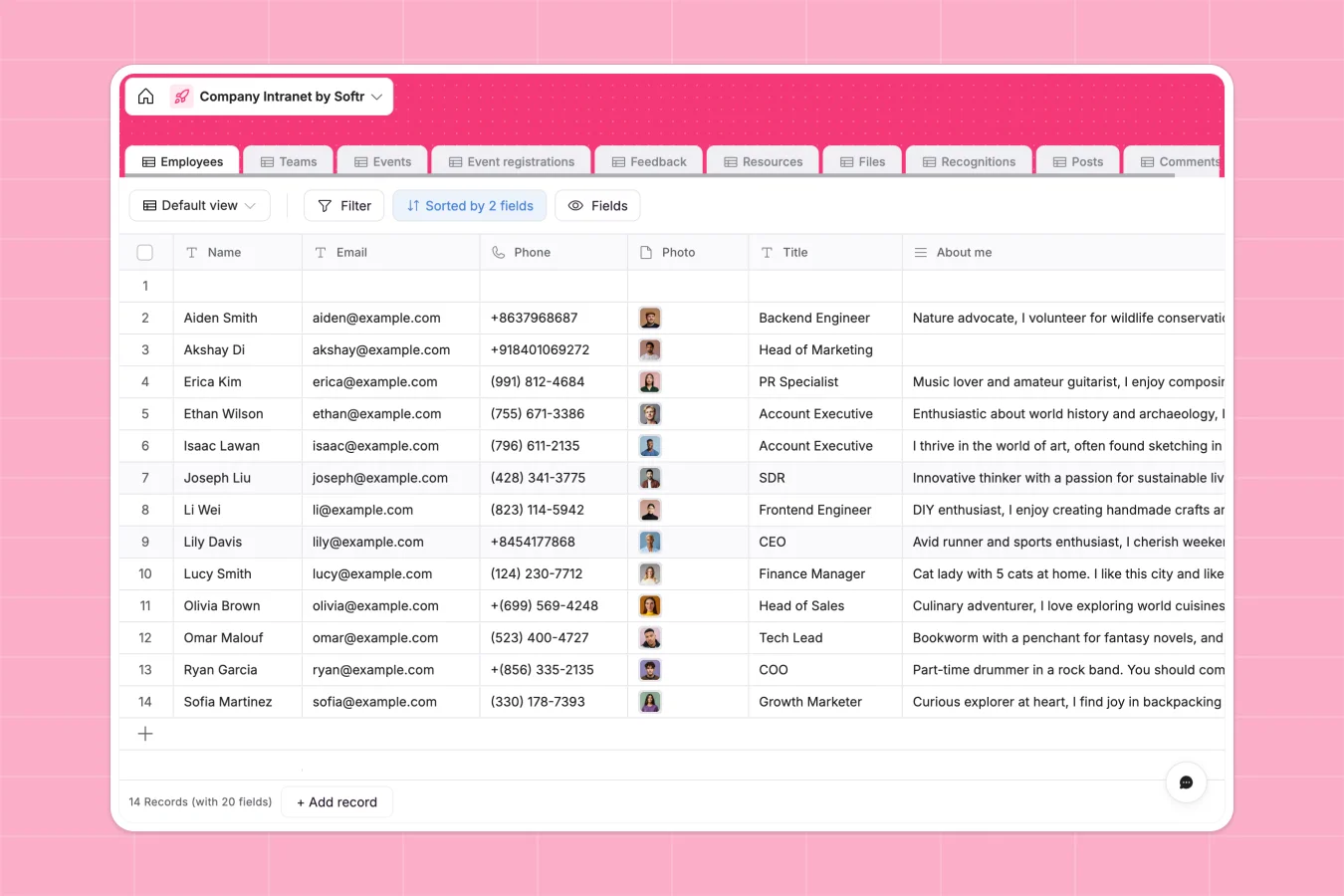 Company Intranet Database Template Thumbnail
