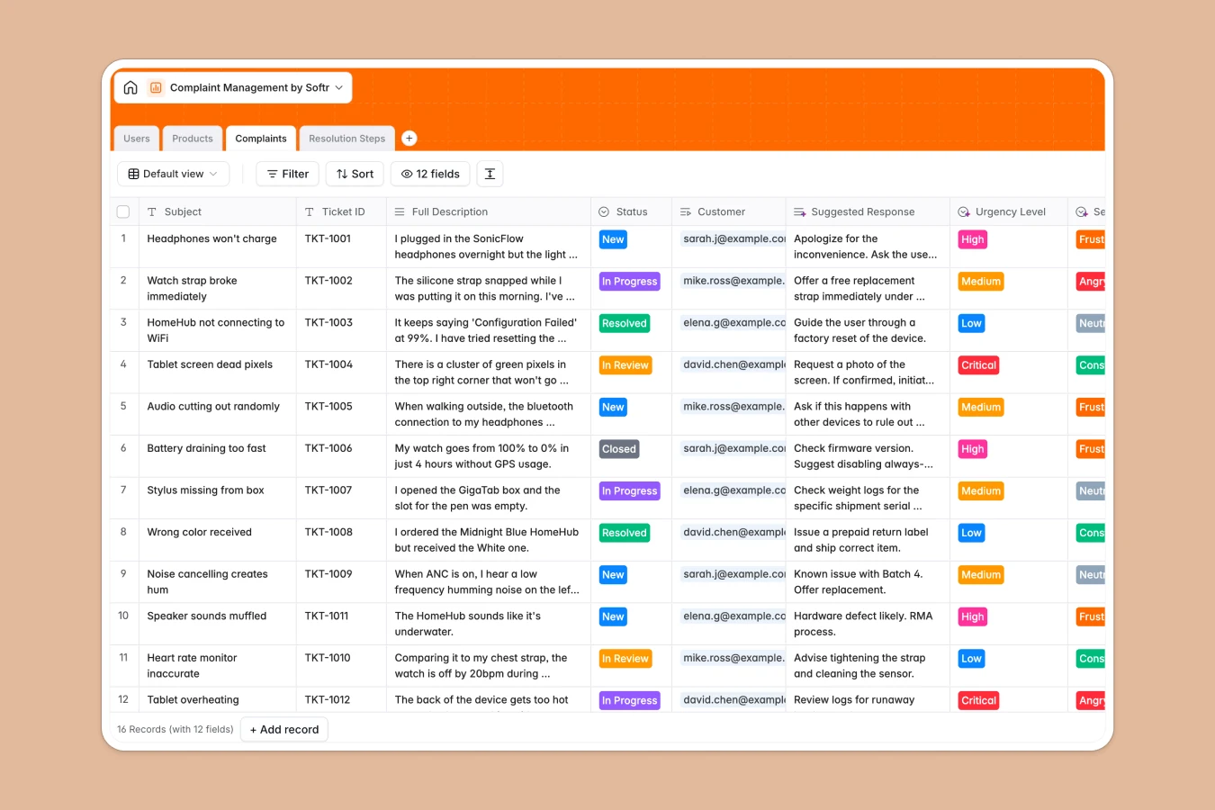Complaint Management Database Template Thumbnail