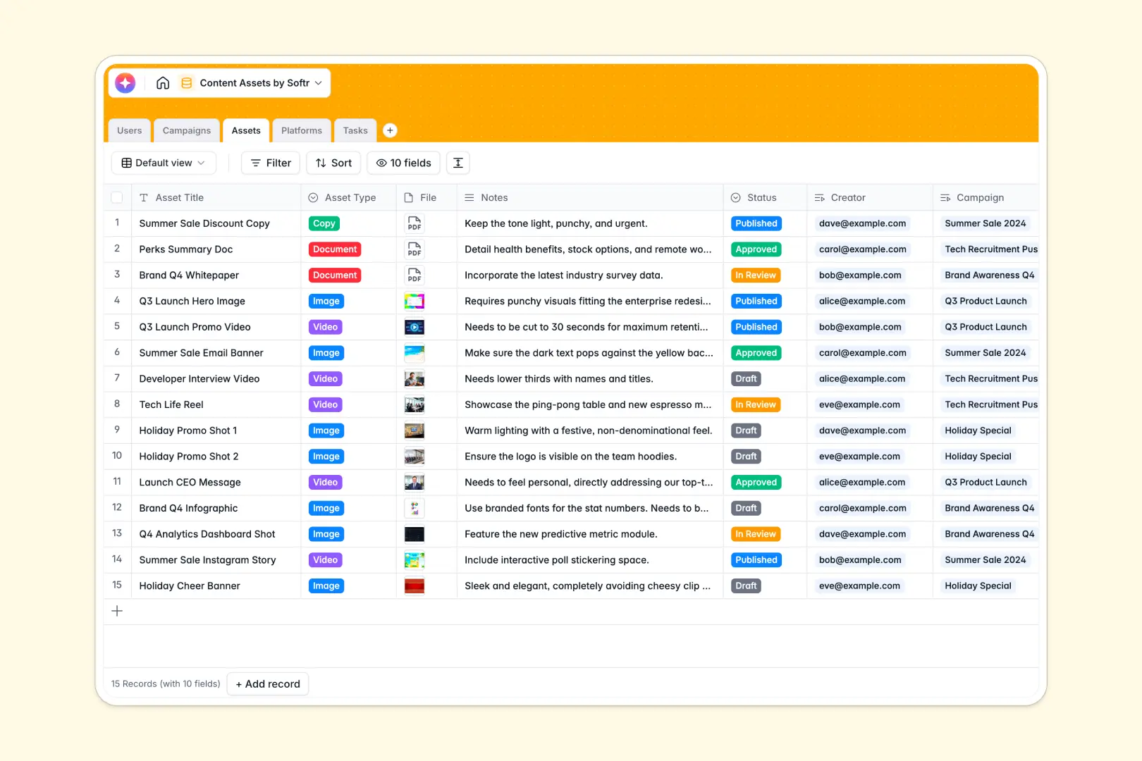 Content Assets Database Template Thumbnail