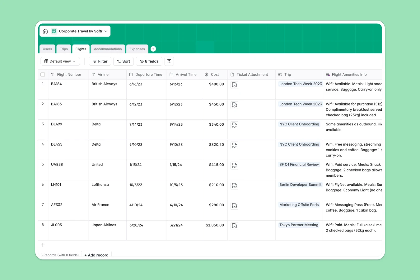 Corporate Travel Database Template Thumbnail