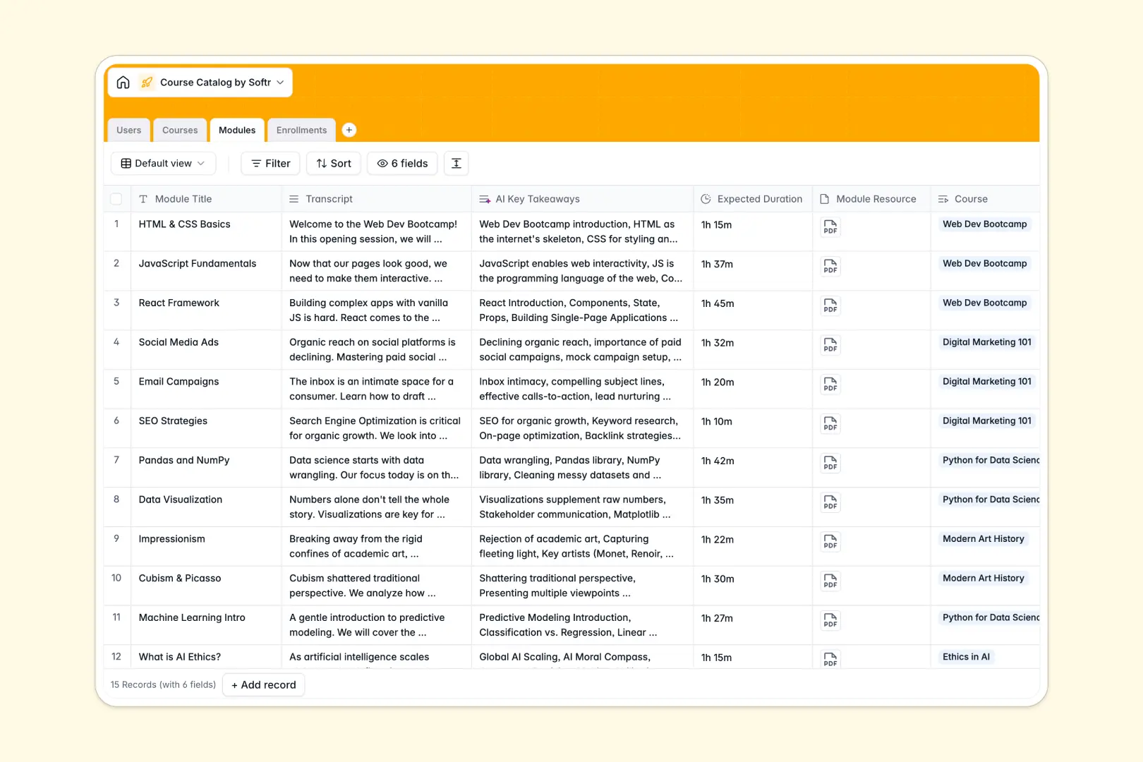 Course Catalog Database Template Thumbnail