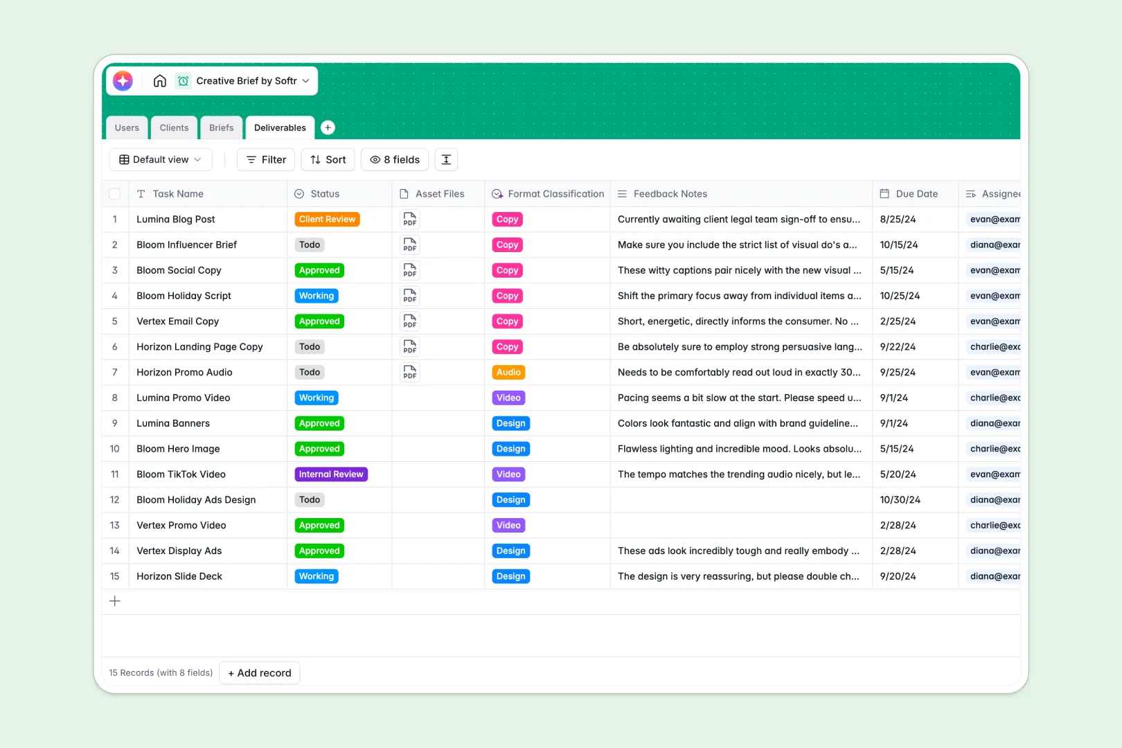 Creative Brief Database Template Thumbnail