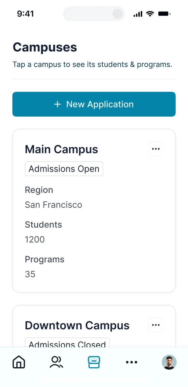 training event management software mobile ui
