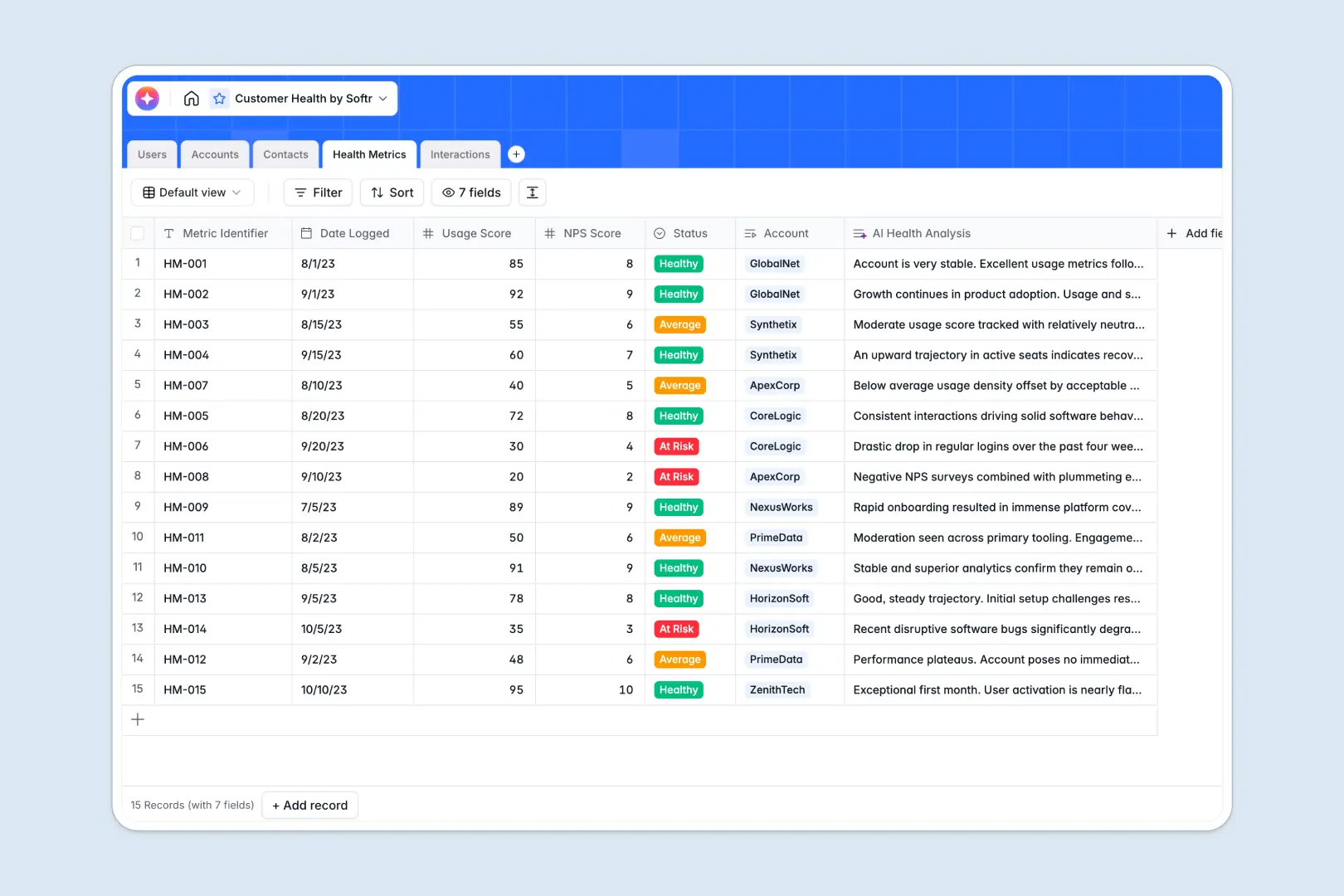 Customer Health Database Template Thumbnail