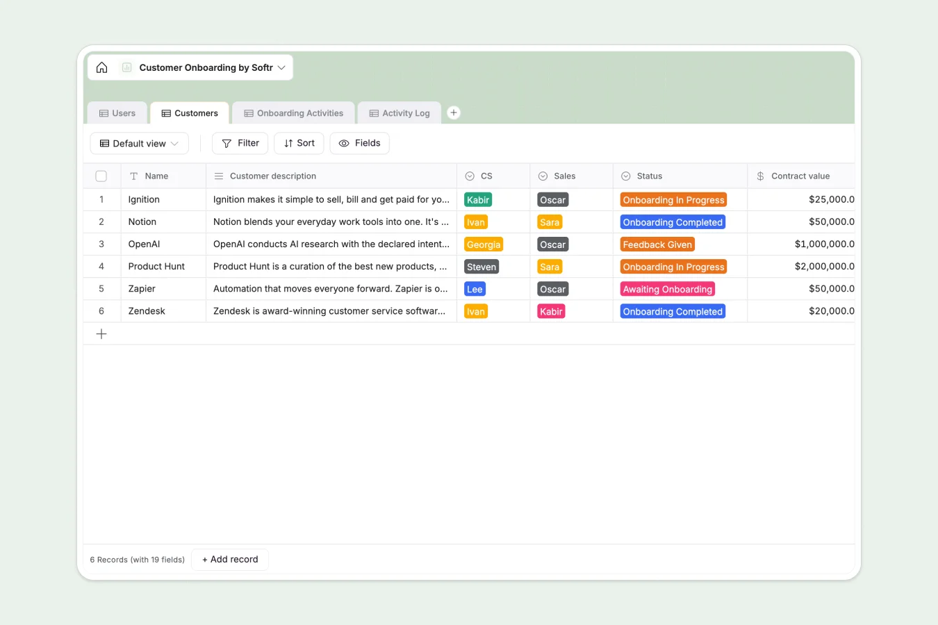 Customer Onboarding Database Template Thumbnail