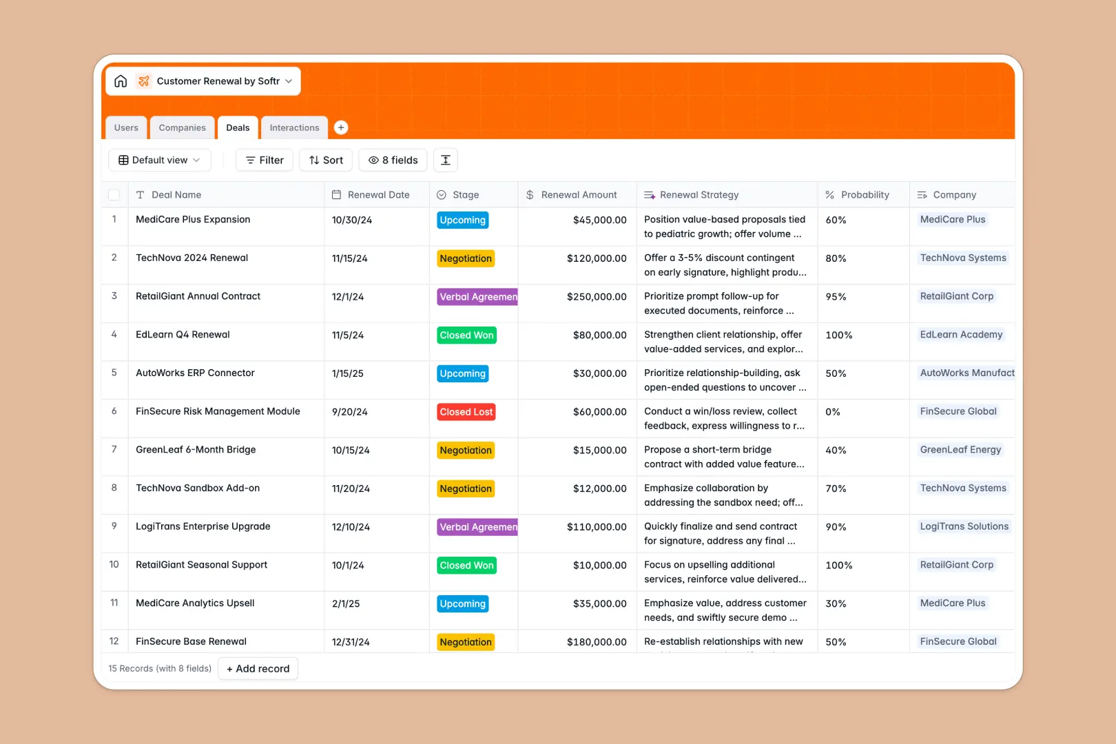 Customer Renewal Database Template Thumbnail