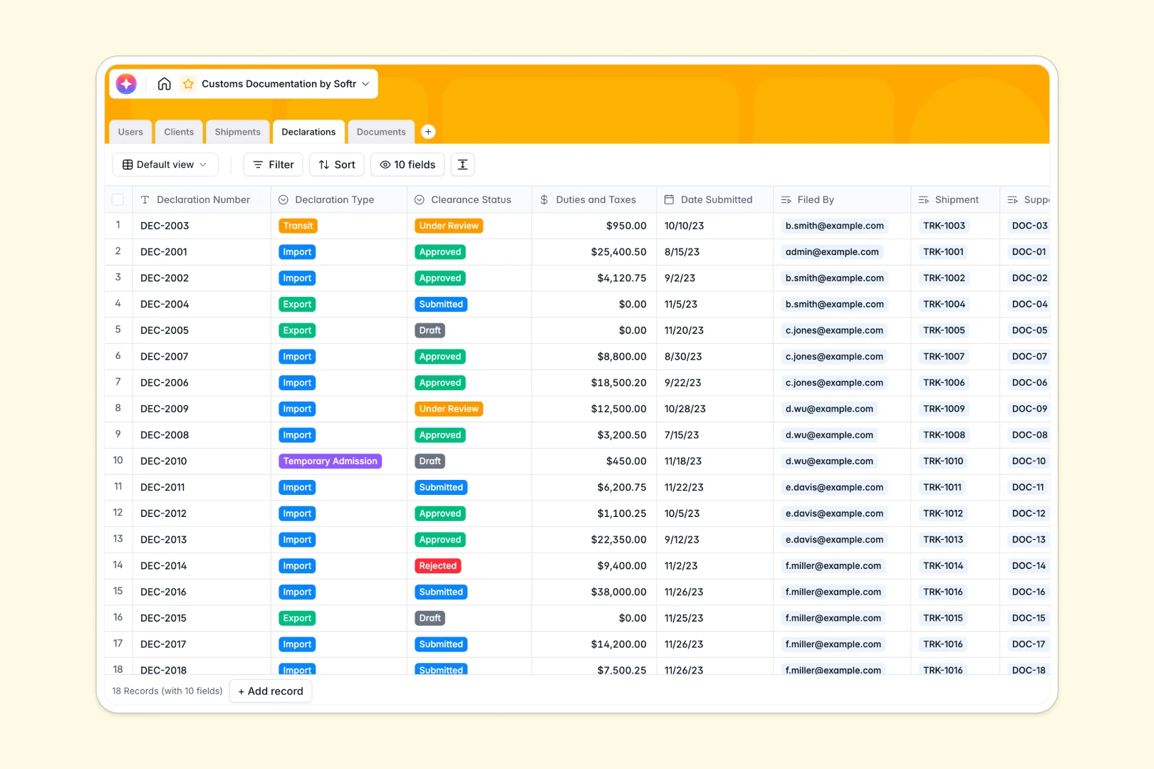 Customs Documentation Database Template Thumbnail