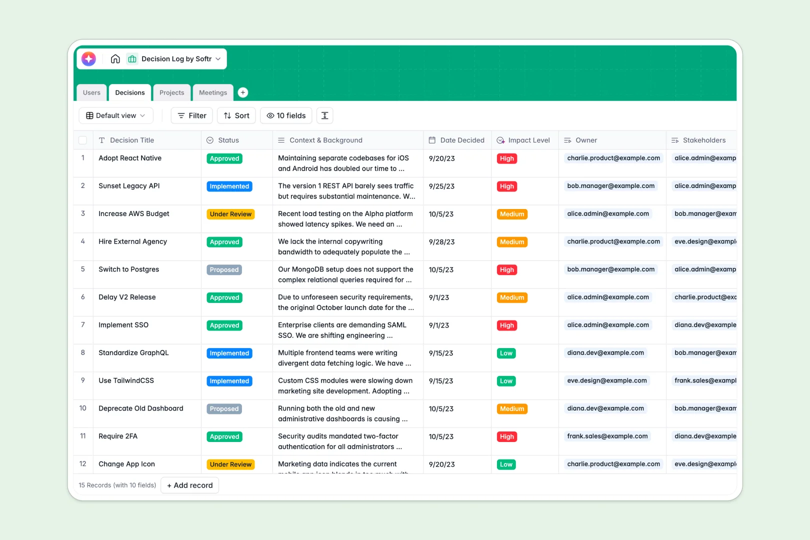 Decision Log Database Template Thumbnail