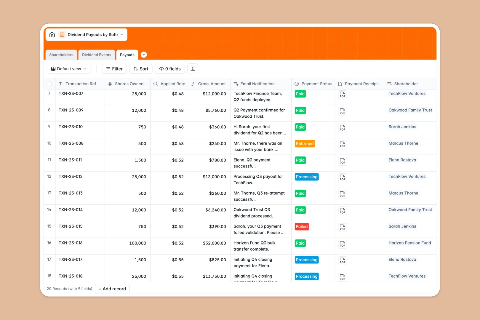 Dividend Payouts Spreadsheet Template Thumbnail