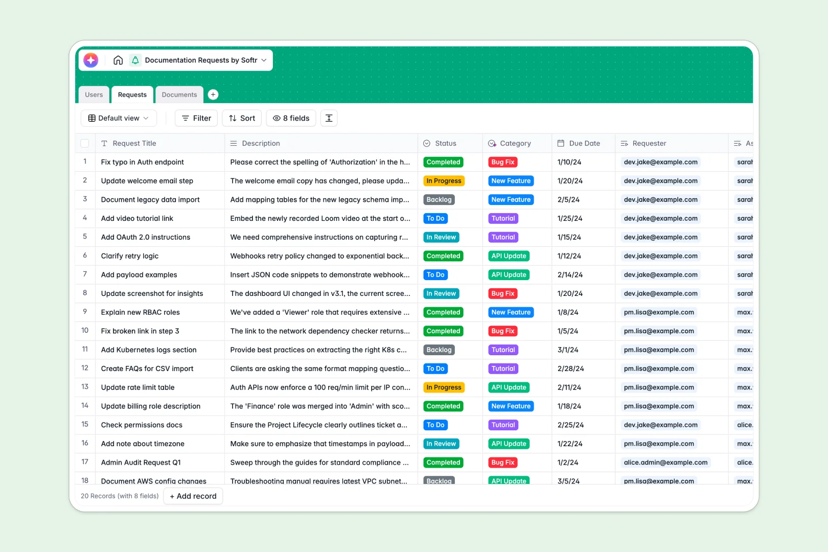 Documentation Requests Database Template Thumbnail