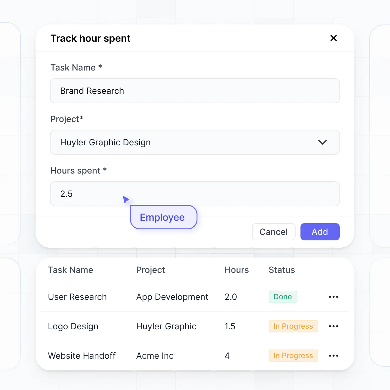 UI screenshot of staff shift scheduling