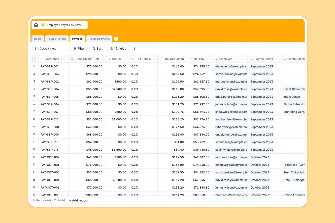 Employee Payroll Database Template Thumbnail