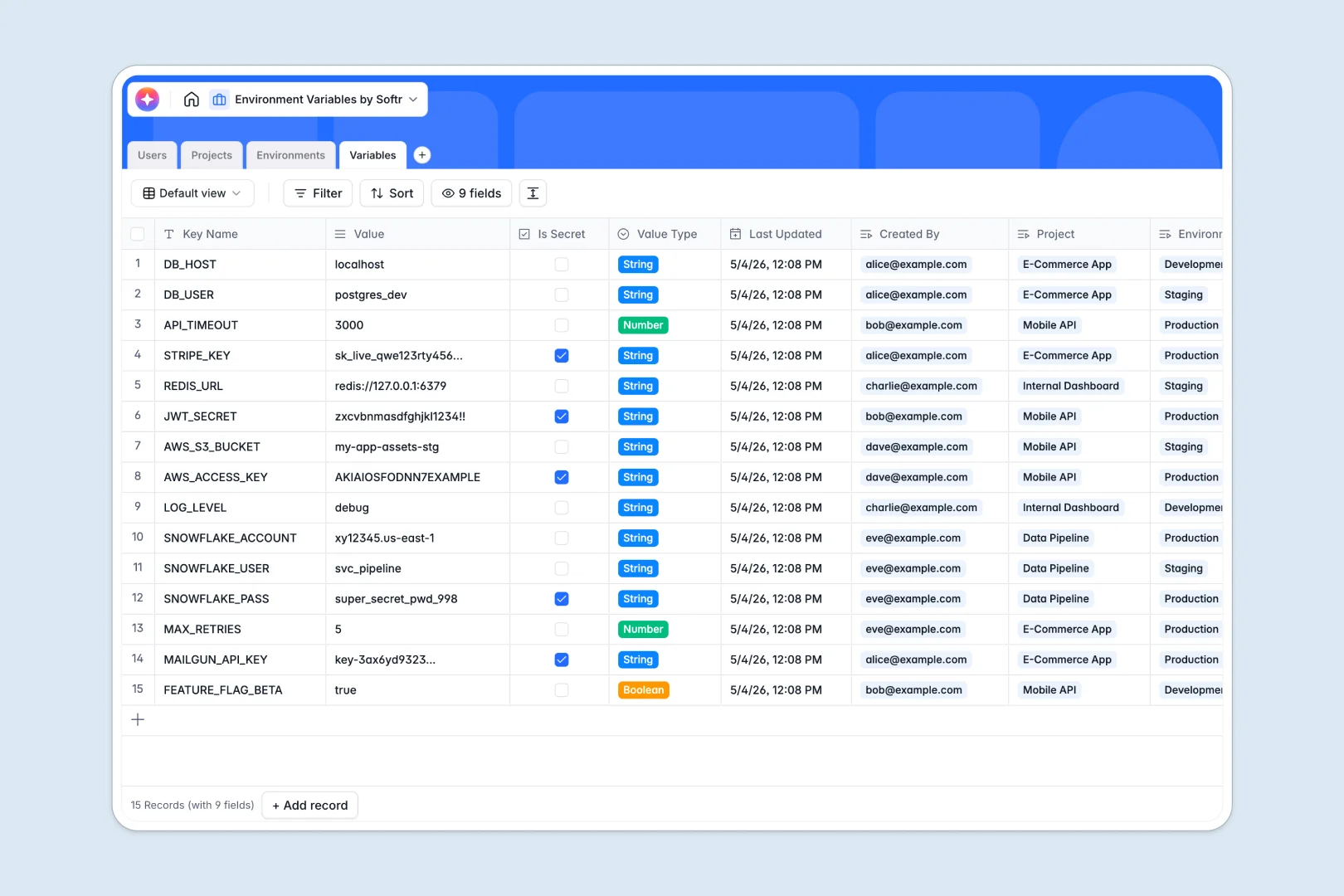 Environment Variables Database Template Thumbnail