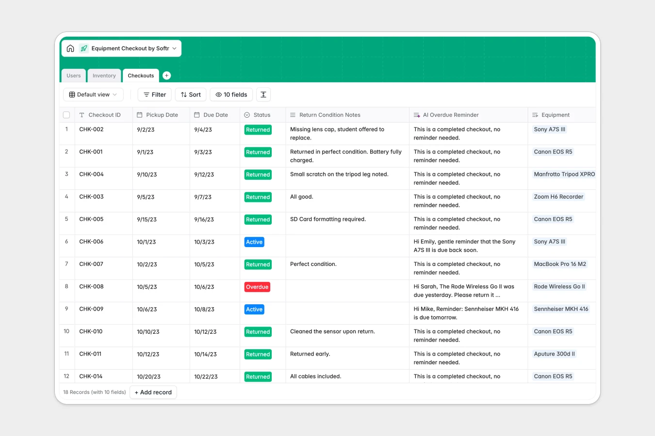Equipment Checkout Database Template Thumbnail