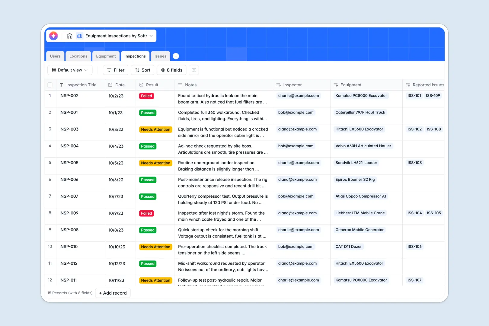 Equipment Inspections Database Template Thumbnail