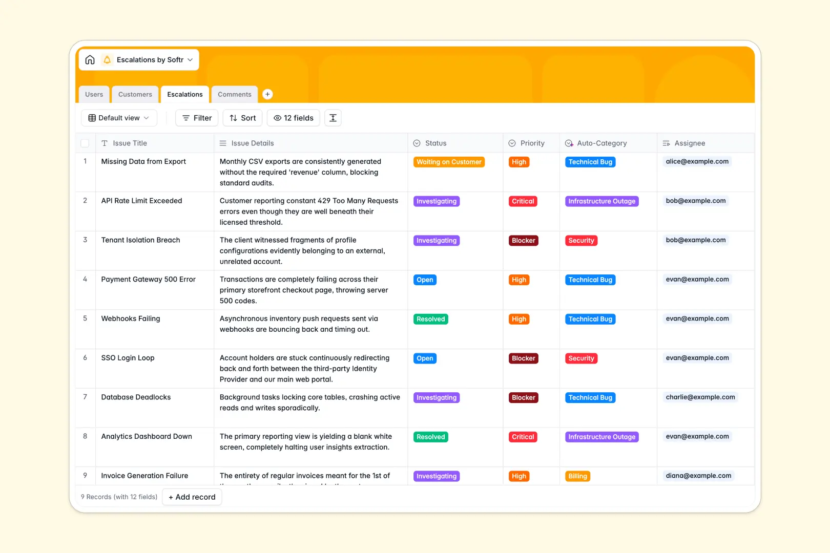 Escalations Database Template Thumbnail