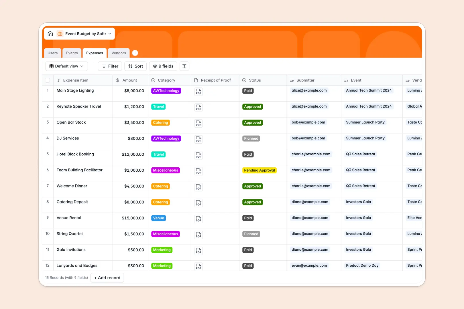 Event Budget Database Template Thumbnail