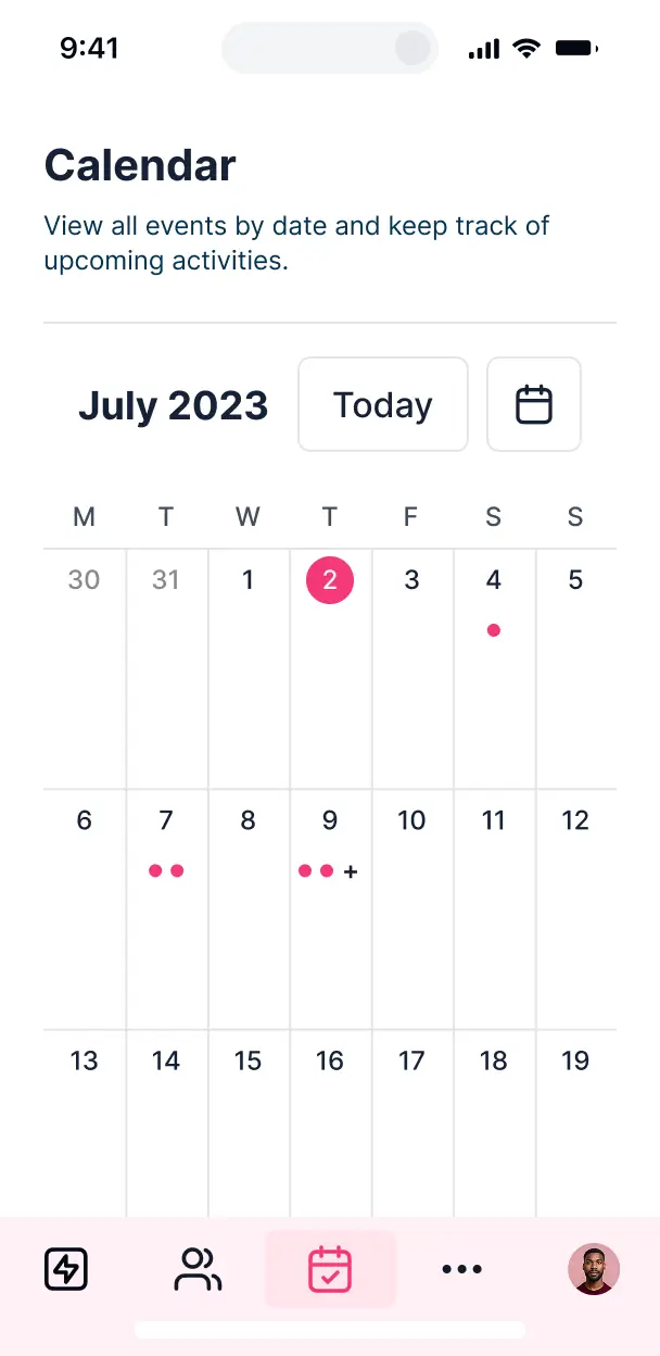 event timeline planning tool mobile ui