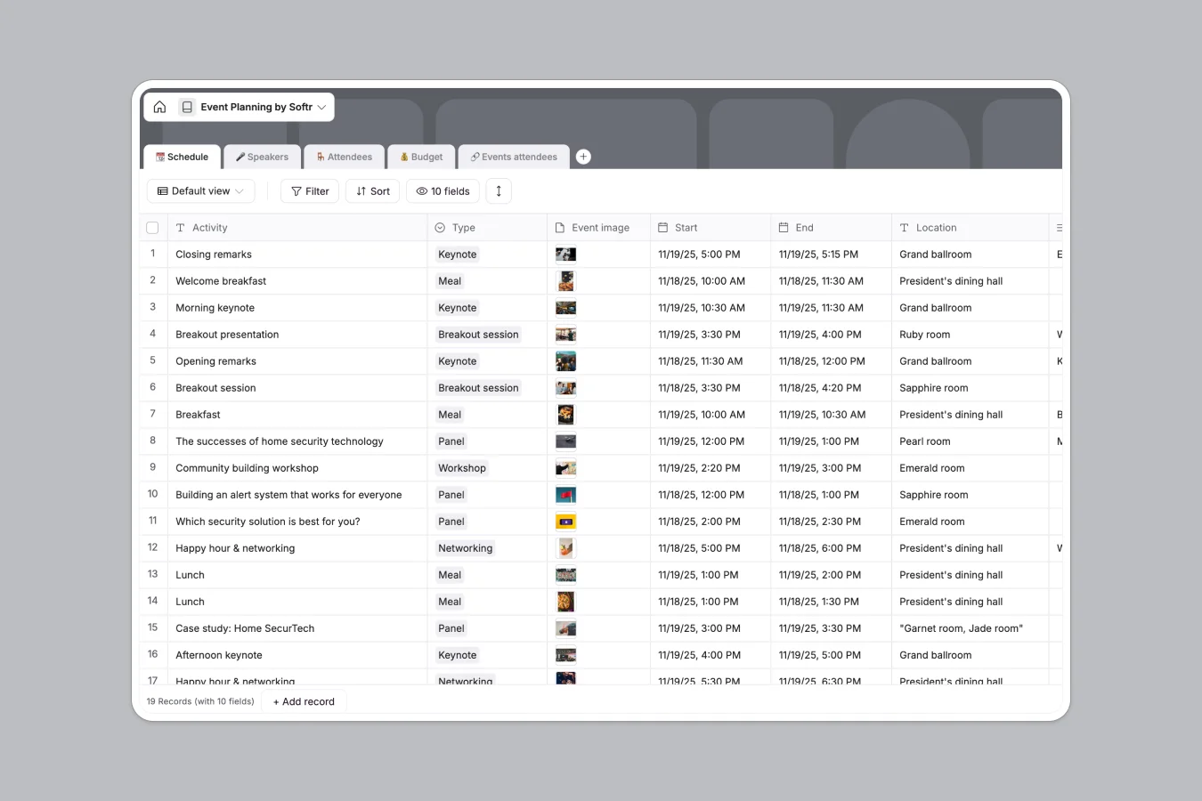 Event Planning Database Template Thumbnail