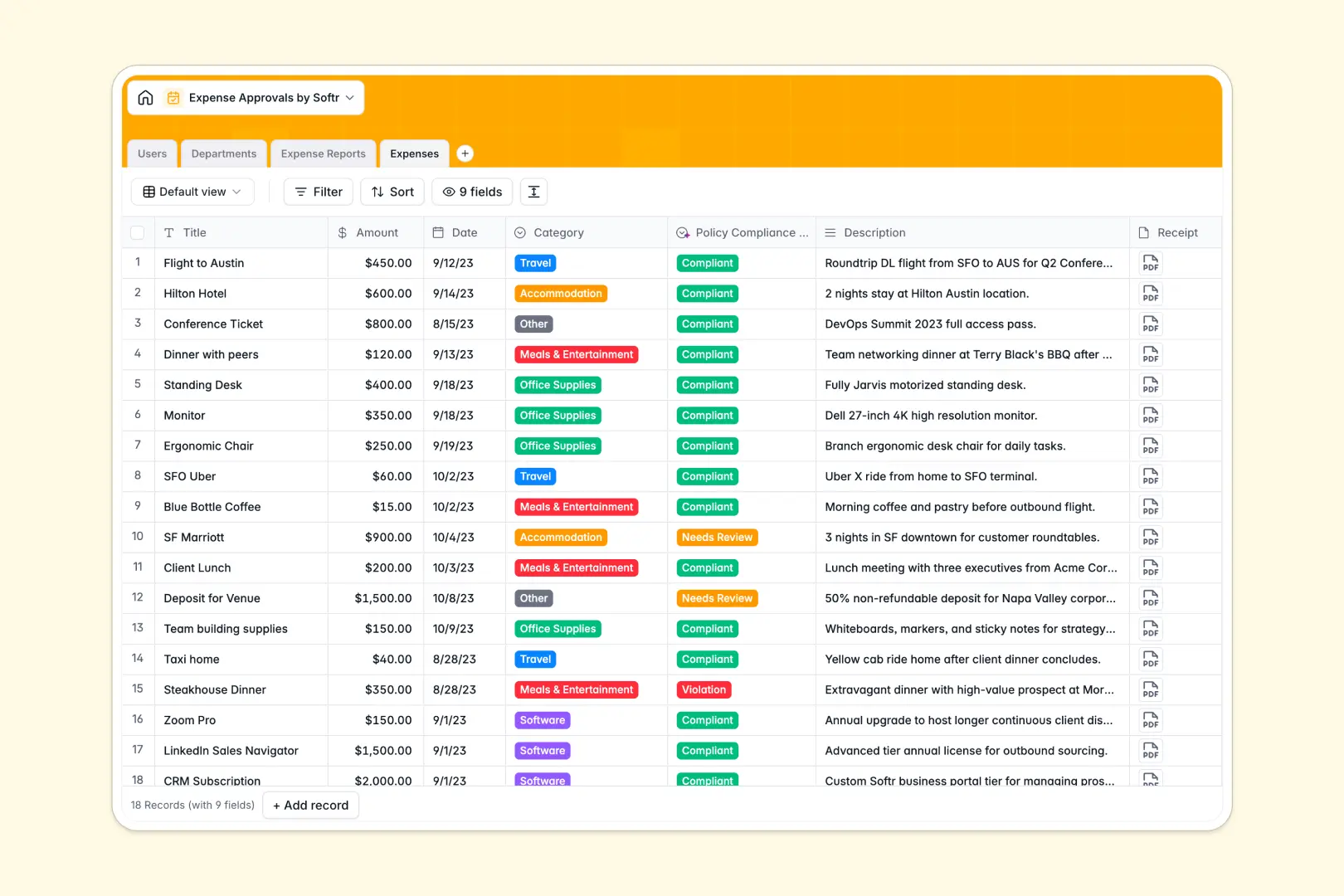 Expense Approvals Database Template Thumbnail
