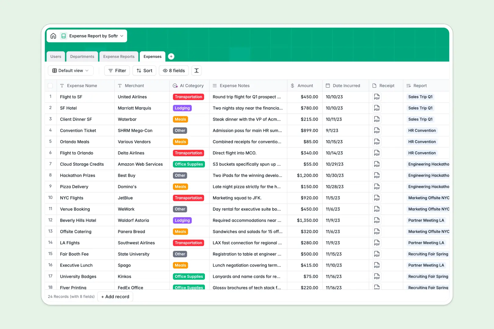 Expense Report Database Template Thumbnail