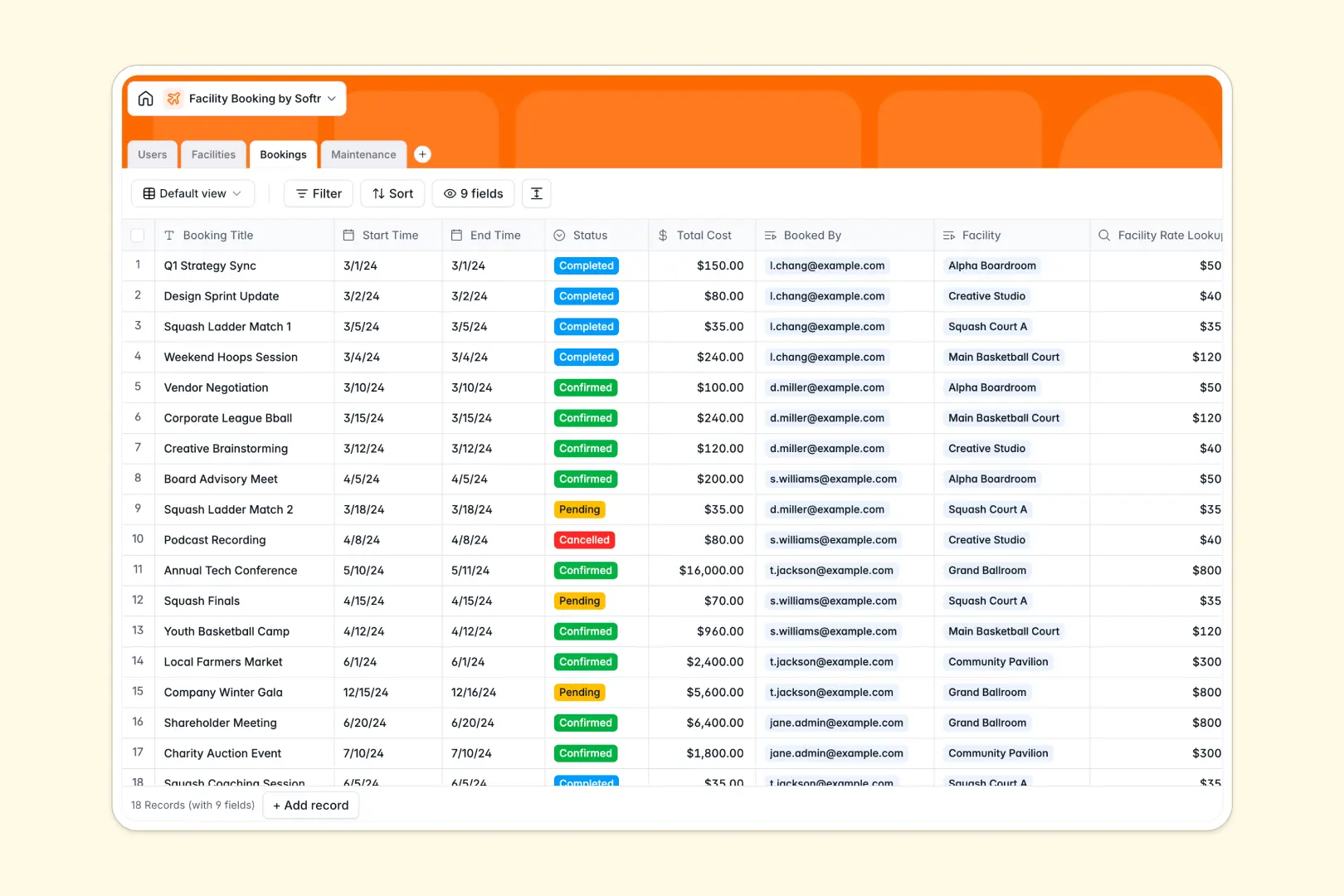 Facility Booking Database Template Thumbnail