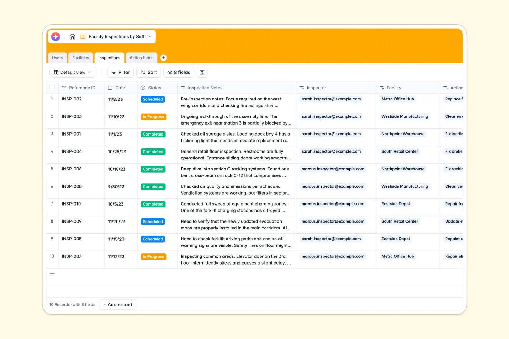 Facility Inspections Database Template Thumbnail