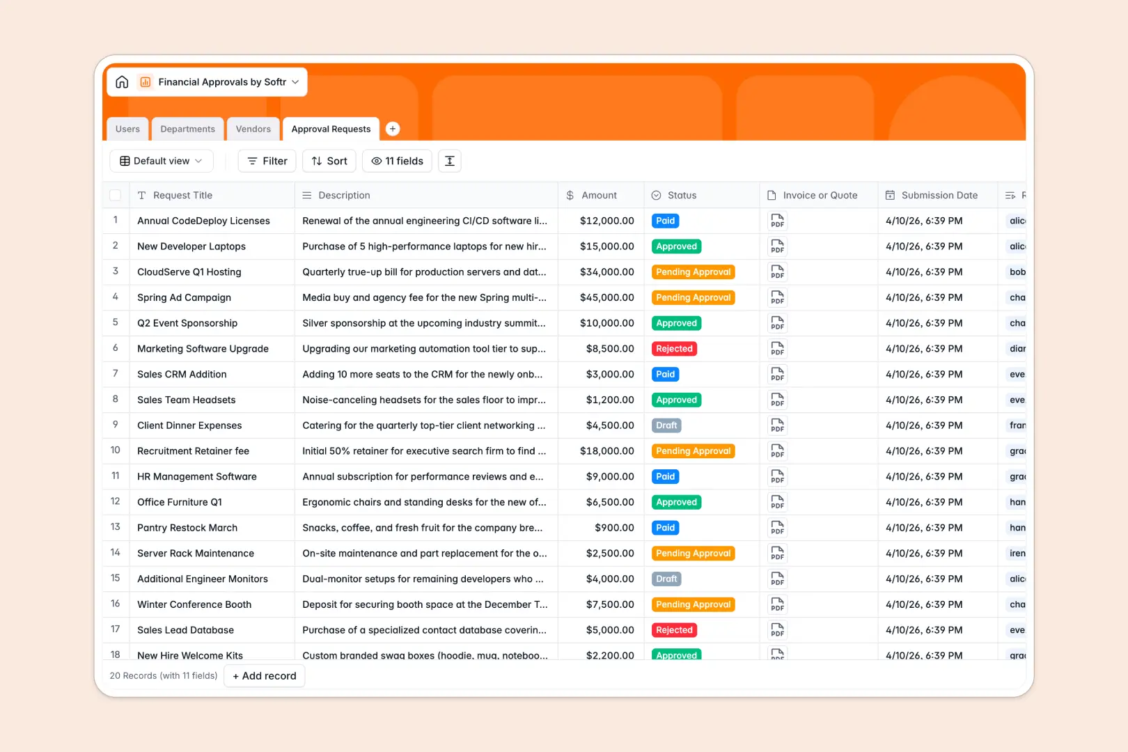 Financial Approvals Database Template Thumbnail