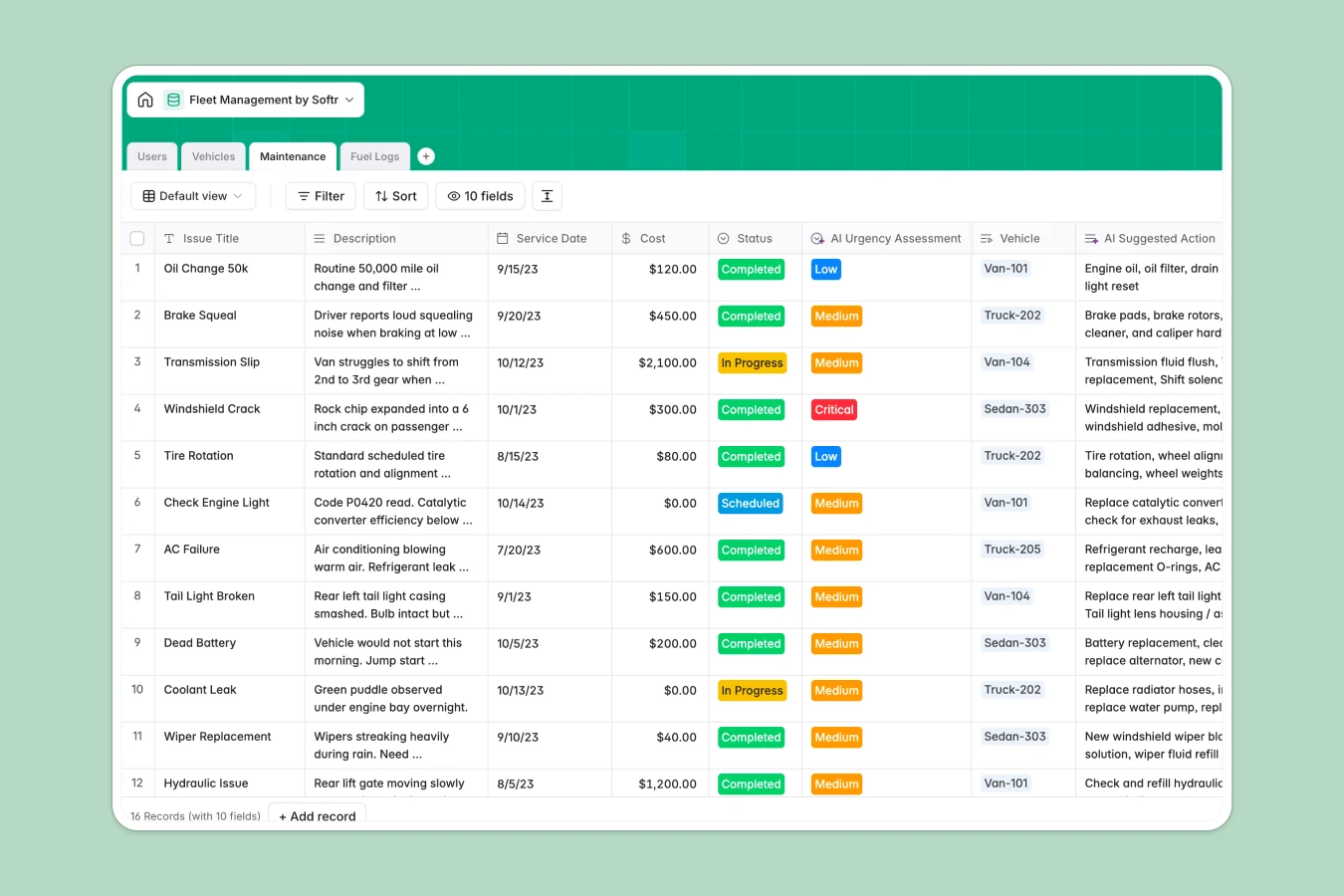 Fleet Management Database Template Thumbnail