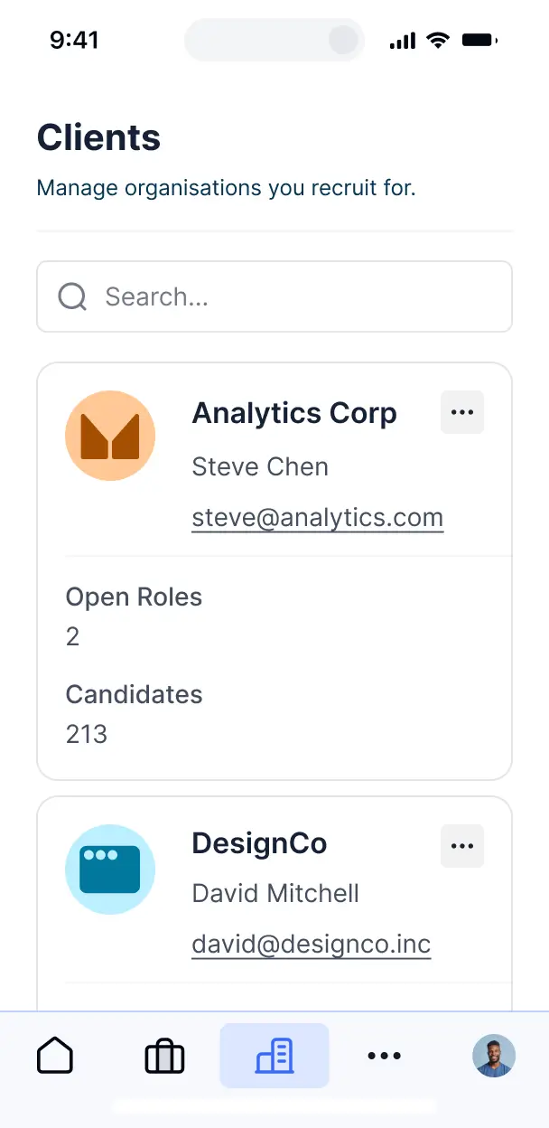 candidate tracking dashboard mobile ui